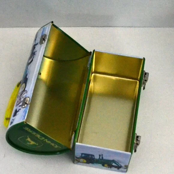 Pair Of John Deere Collector Tins Box Lunch Pail Winter Scenes Farmhouse Decor - Picture 9 of 9